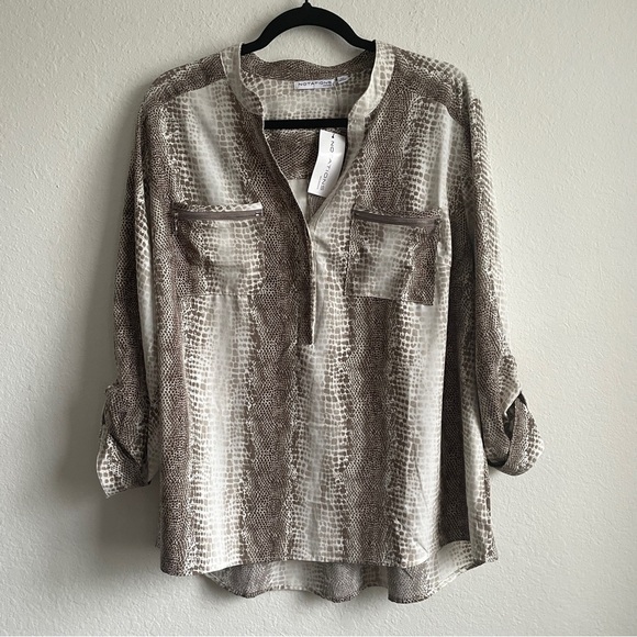 NWT Notations Snakeskin Office Blouse Size 2x Career Wear Animal Print - Picture 3 of 11